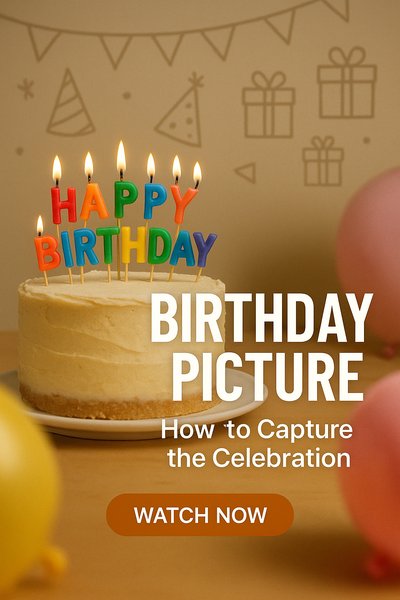 Festive Birthday Cake Image with Colorful Candles