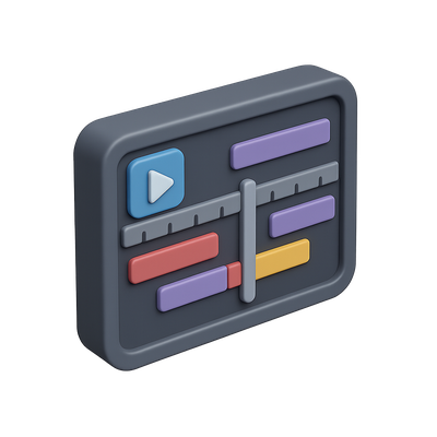Stylish 3D Video Editing Timeline Icon Design