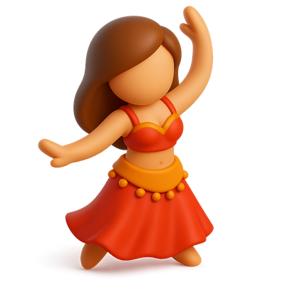 Vibrant 3D Belly Dance Icon in Isometric View