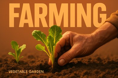 Dramatic Hand Planting Lettuce in Vegetable Garden