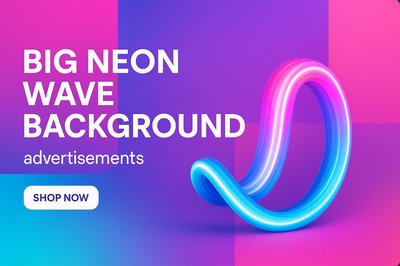Vibrant Neon Wave Ad Design with Bold Typography