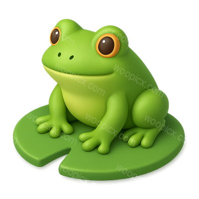 3D Frog Icon on Lilypad in Isometric View