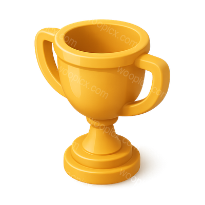 Stylish 3D Trophy Icon with Volumetric Detail