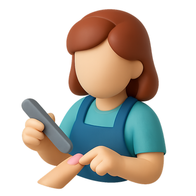 3D Nail Technician Icon in Isometric Style