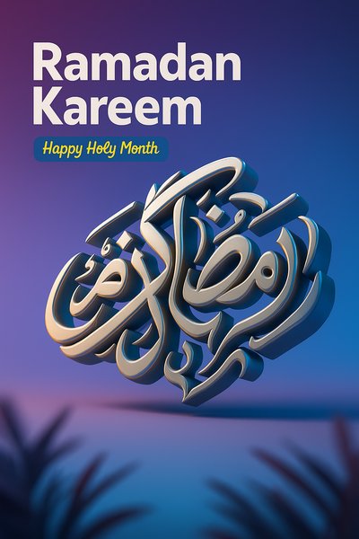 3D Illustration of Ramadan Kareem Arabic Calligraphy Design