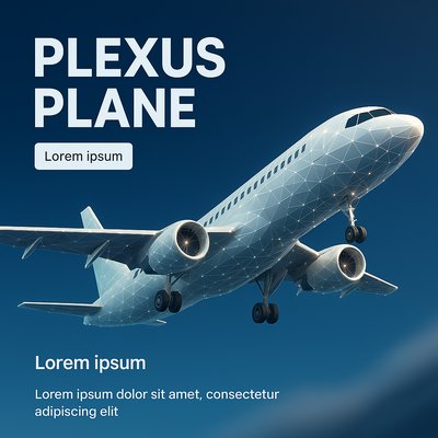 3D Illustration of a Plexus Plane with Clean Design Elements