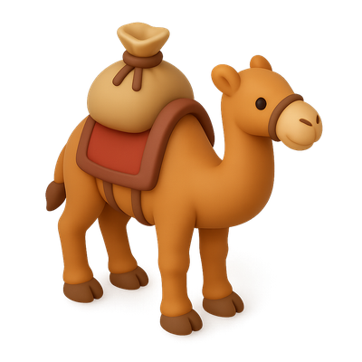 3D Isometric Camel Icon with Bag for Silk Road Theme