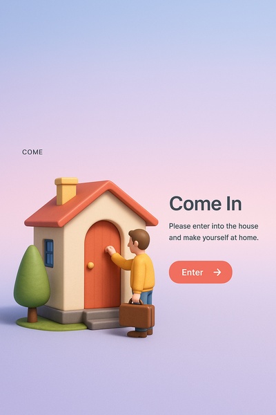 Detailed 3D Illustration of a House with a Welcoming Scene