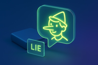 Glowing 3D Icon Representing Truth and Lies