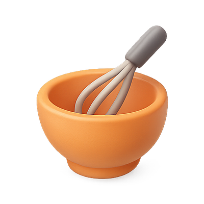 Stylized Mixing Bowl with Whisk Illustration