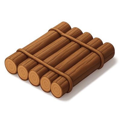 3D Wooden Log Bundle Icon for Game Design