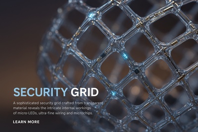 Hyperrealistic Security Grid with Glowing Micro-LEDs and Intricate Design