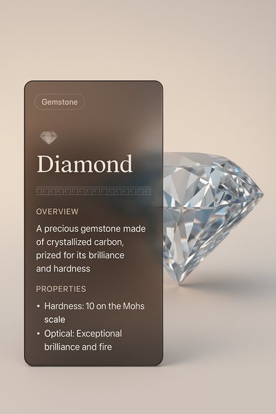 3D Illustration of a Diamond with Informative Overlay