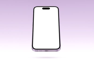 Floating Purple Smartphone with Blank Screen