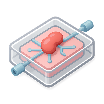 3D Organ Chip Icon with Isometric Design and Volumetric Effect