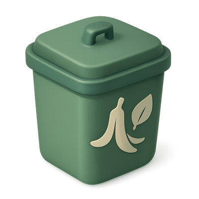 3D Icon of a Compost Bin with Lid in Isometric View