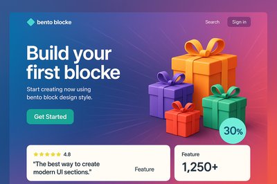 Dynamic Bento Design Landing Page with Gift Boxes