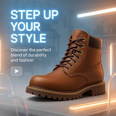 Stylish Boot Advertisement Featuring Modern Design Elements