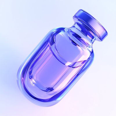 Stylized Glass Bottle with Liquid in Gradient Colors
