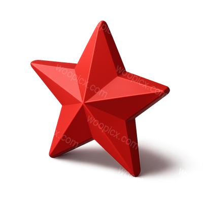 3D Red Star Icon with Volumetric Design