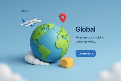 3D Illustration of Global Connectivity with Earth and Air Travel Elements