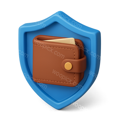 3D Wallet Inside a Shield Icon Design
