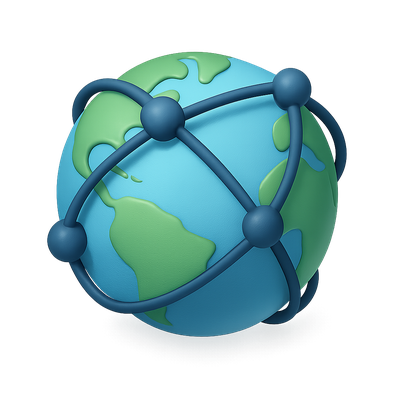 3D Global Icon Representing Globalization Connection