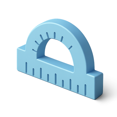 Stylish 3D Protractor Icon for Angle Measurement