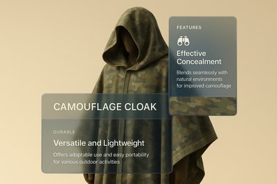 Stylish Camouflage Cloak with Integrated Features