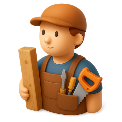 3D Cabinetmaker Icon Holding Tools with Wood