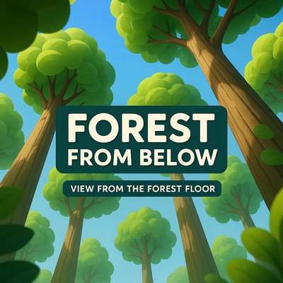 Illustrative View of Forest from Ground Level with Lush Trees