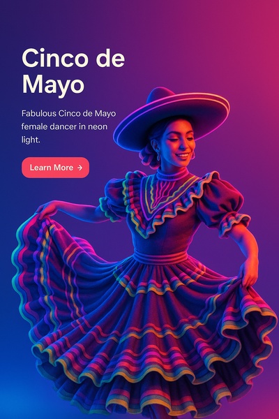 Vibrant Cinco de Mayo Female Dancer in Neon Lights
