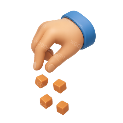 3D Hand Icon Dropping Cubes in Isometric View