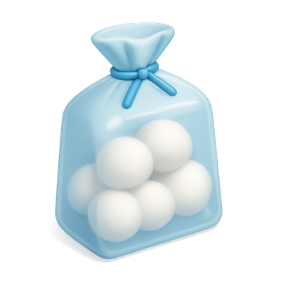3D Icon of a Bag of Cotton Balls with Isometric View