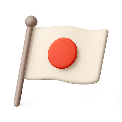 3D Japan Flag Emoji Representation