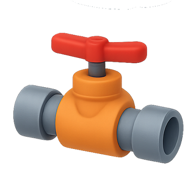 3D Render of a Colorful Tap Valve for Plumbing