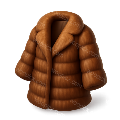 Stylish 3D Mink Coat Icon with Volumetric Design