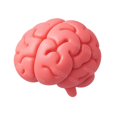 Stylized 3D Brain Illustration in Pink