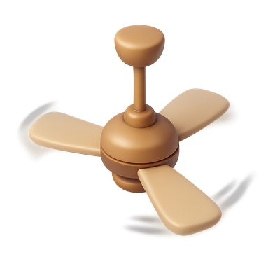 3D Spinning Ceiling Fan Icon in Isometric View