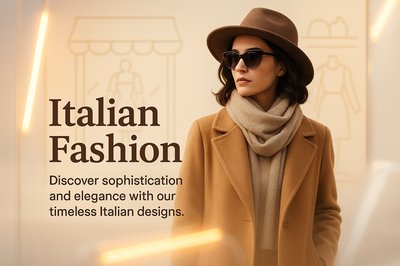Elegant Fashion Promotional Graphic Featuring Italian Designs