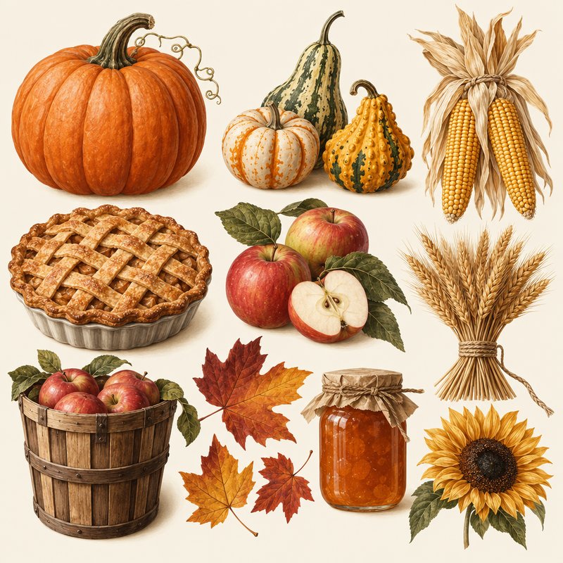 Warm autumn harvest elements