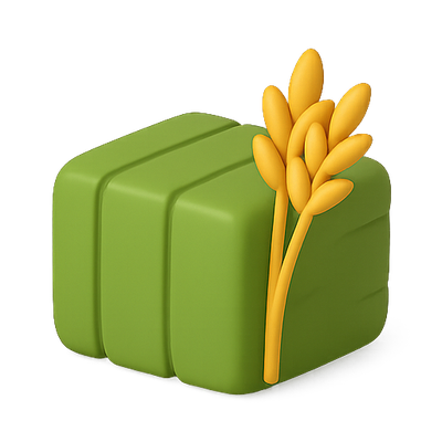 3D Stylized Green Box with Yellow Grain Details