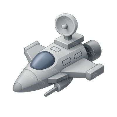Stylized 3D Spacecraft Icon with Isometric View
