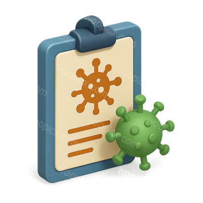 Stylized 3D Germ Icon with Clipboard Illustration