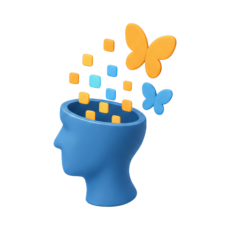 silhouette with butterflies concept