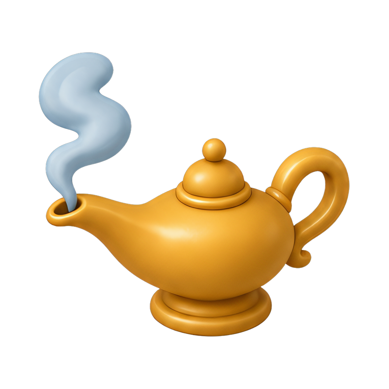 mystical genie lamp with smoke