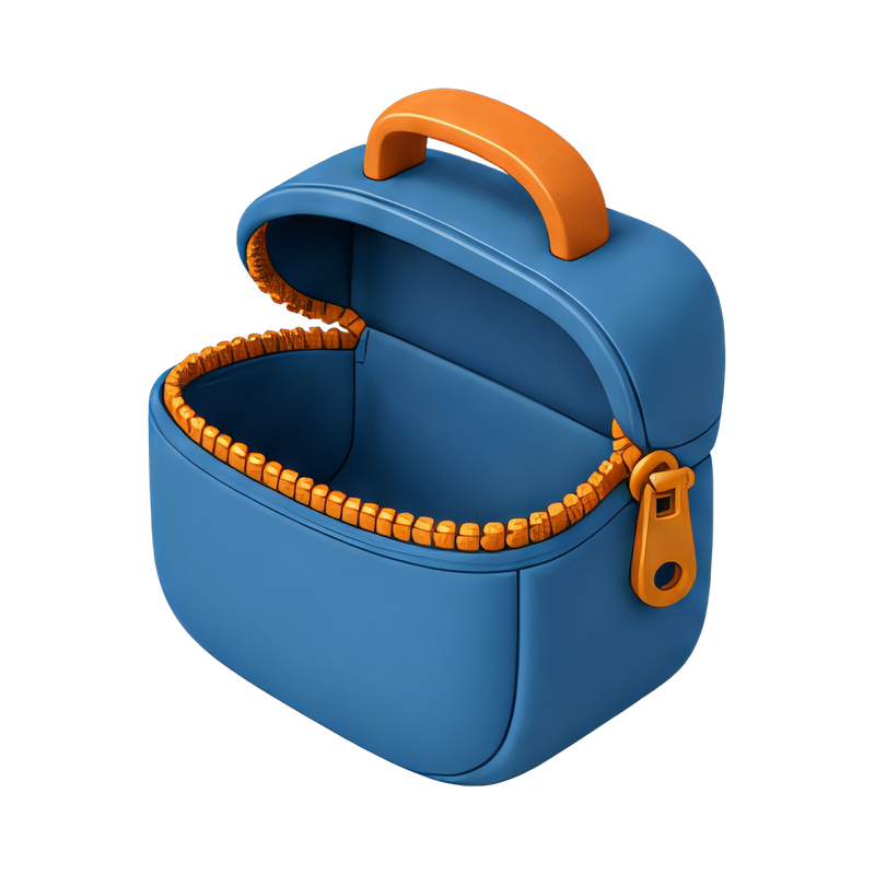 open unzipped bag on table