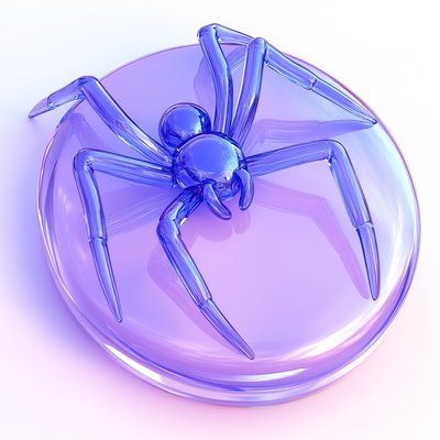 3D Render of a Transparent Spider on a Glossy Surface