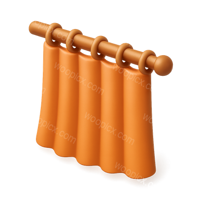 3D Isometric Curtain Icon with Volumetric Detail