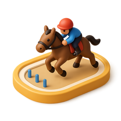 3D Horse Racing Icon in Isometric Style